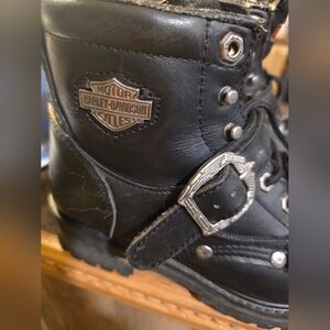 Harley-Davidson Black Leather Lace-Up Boots